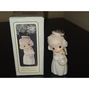 Precious Moments 528218 Sending You A White Christmas Angel Ornament Box